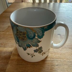 222 Fifth Eliza Teal and White Floral Mug This Design Is Discontinued 24OZ